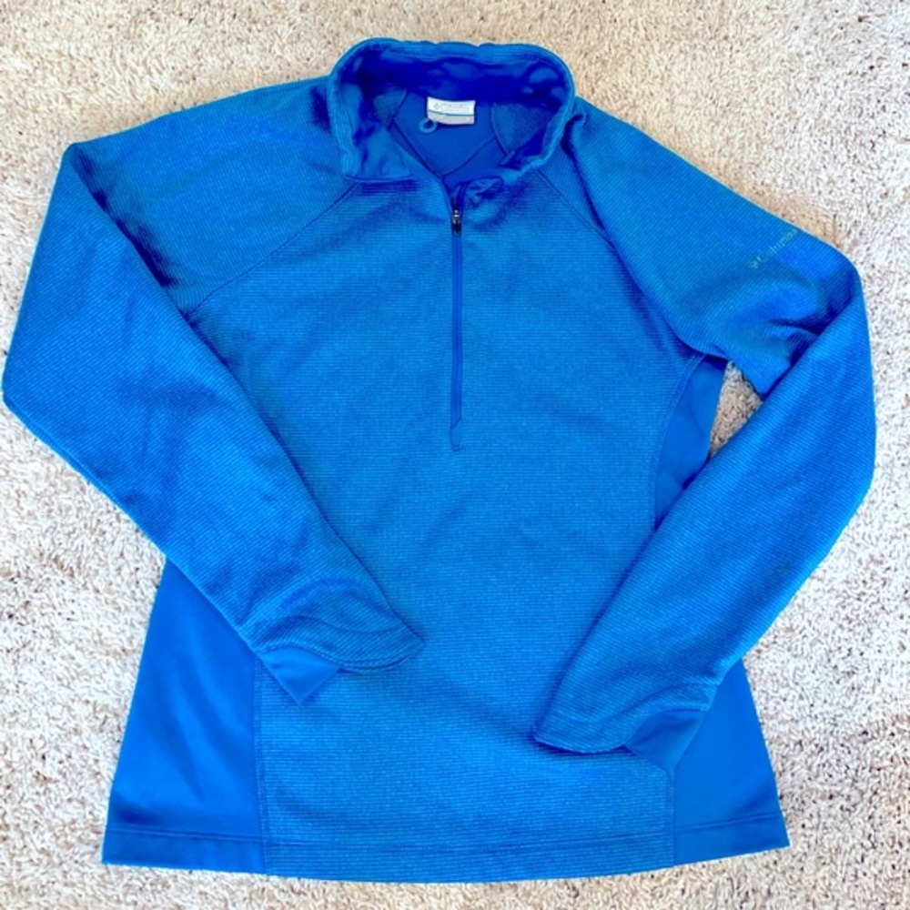 Columbia sz M quarter zip aqua blue sweatshirt. Stand up collar. Like new